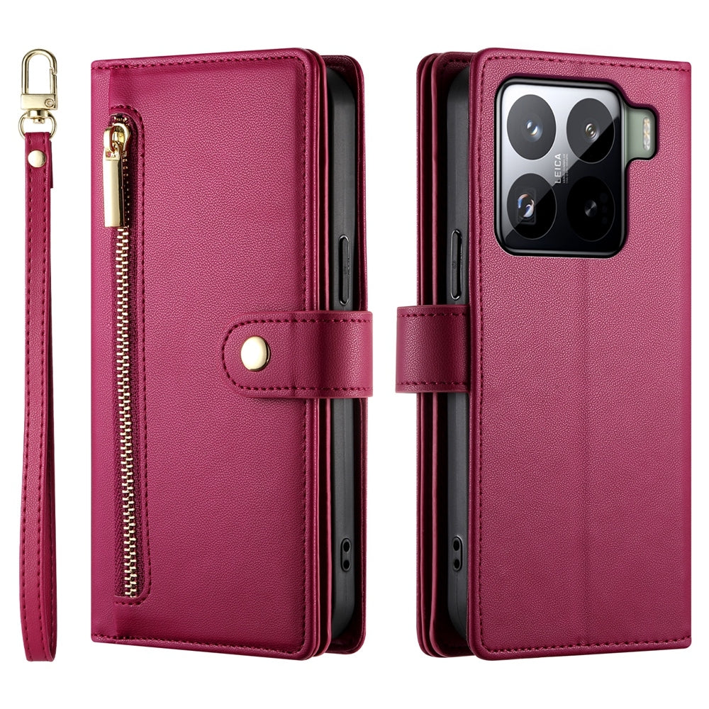 For Xiaomi 15 Pro Nine Card-slot Zipper Wallet Bag Leather Phone Case(Red)
