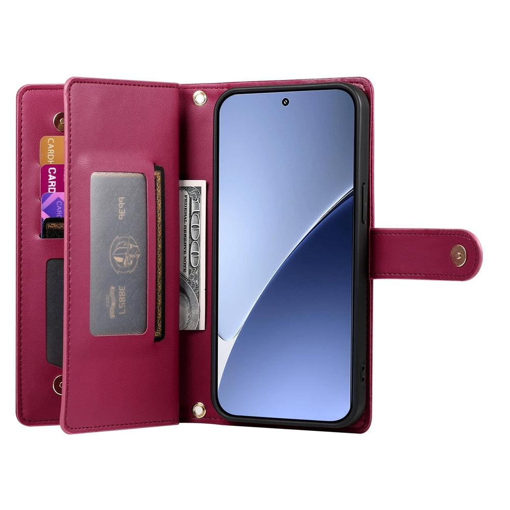 For Xiaomi 15 Pro Nine Card-slot Zipper Wallet Bag Leather Phone Case(Red)