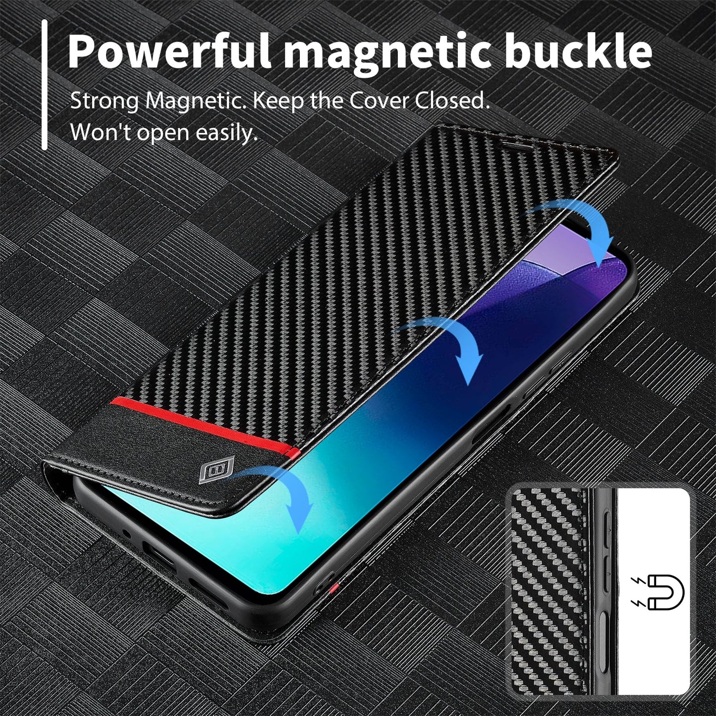 For Redmi 14C 4G LC.IMEEKE Carbon Fiber Texture Flip Leather Phone Case(Horizontal Black)