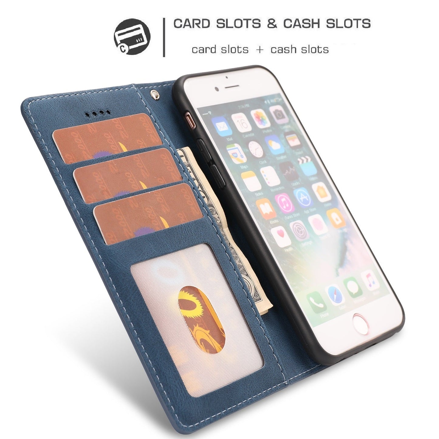 For iPhone 16e Fantasy Skin-feel Calfskin Texture Leather Phone Case(Blue)