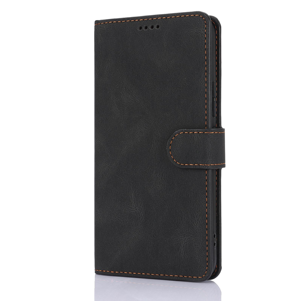 Compatible with iPhone 18 Pro Max & 17 Pro Max Fantasy Skin-feel Calfskin Texture Leather Phone Case - Black