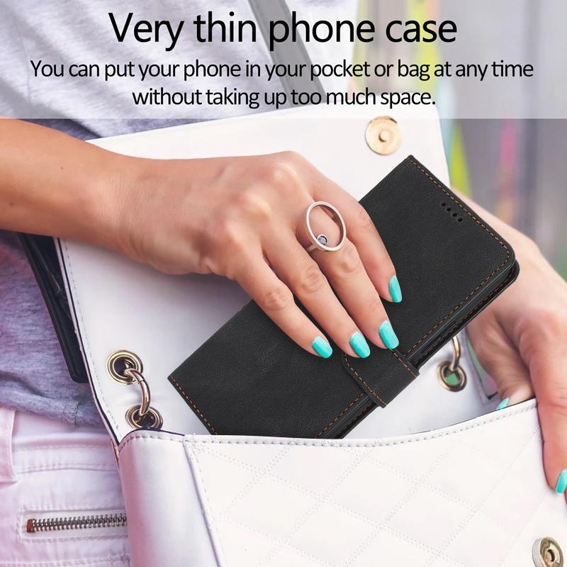 Compatible with iPhone 18 Pro Max & 17 Pro Max Fantasy Skin-feel Calfskin Texture Leather Phone Case - Black