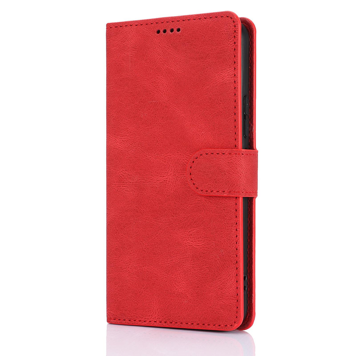 Compatible with iPhone 18 Pro Max & 17 Pro Max Fantasy Skin-feel Calfskin Texture Leather Phone Case - Red