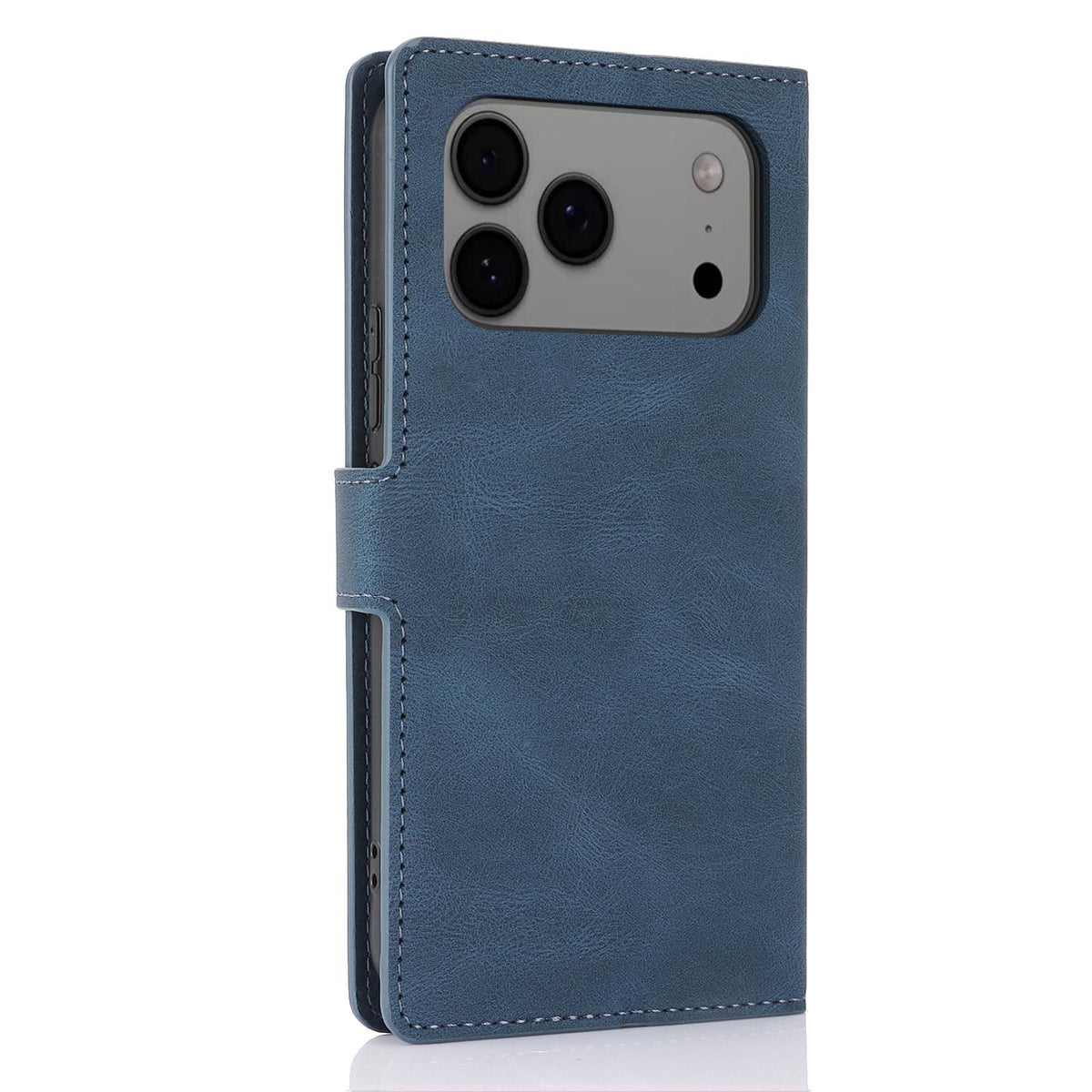 Compatible with iPhone 18 Pro Max & 17 Pro Max Fantasy Skin-feel Calfskin Texture Leather Phone Case - Blue