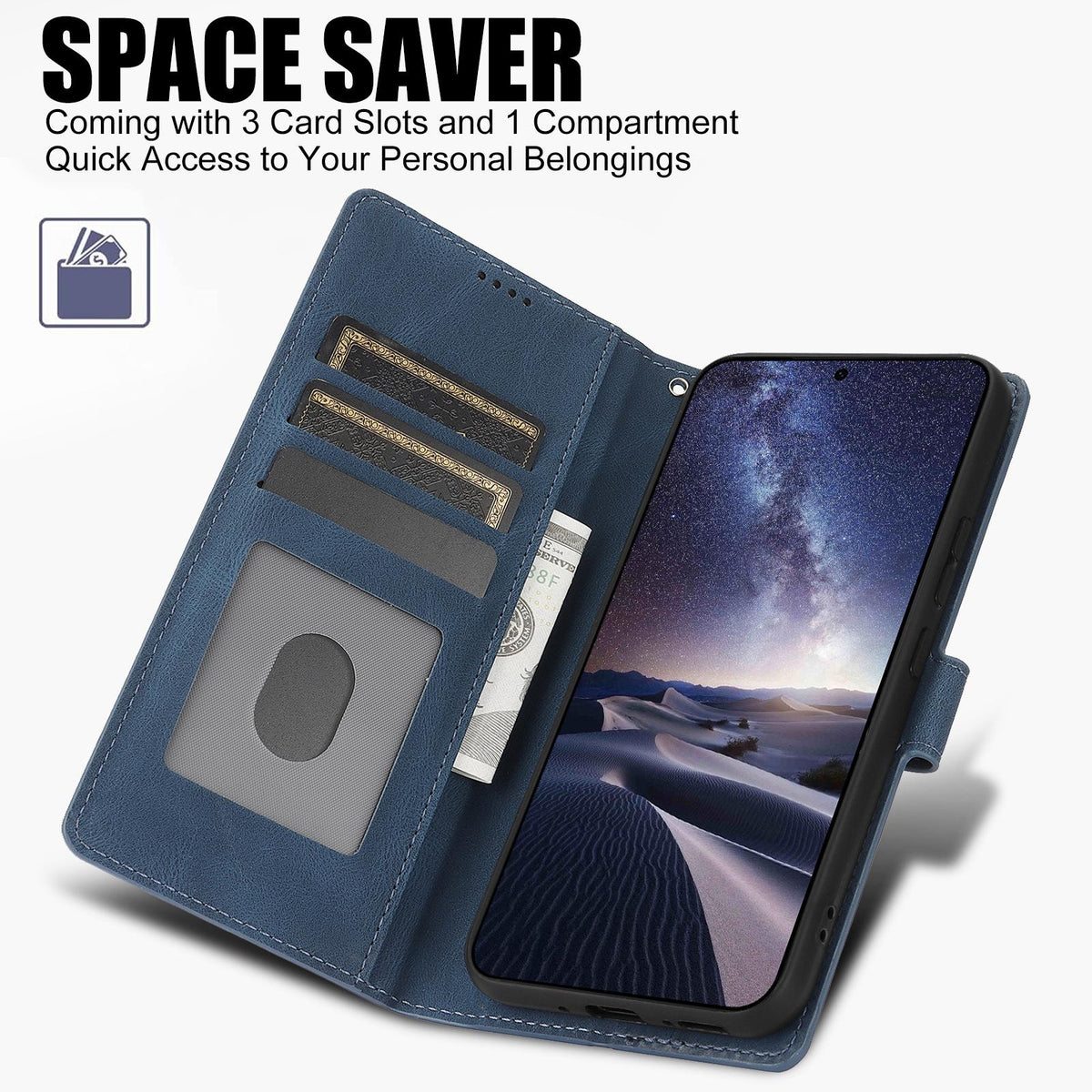 Compatible with iPhone 18 Pro Max & 17 Pro Max Fantasy Skin-feel Calfskin Texture Leather Phone Case - Blue