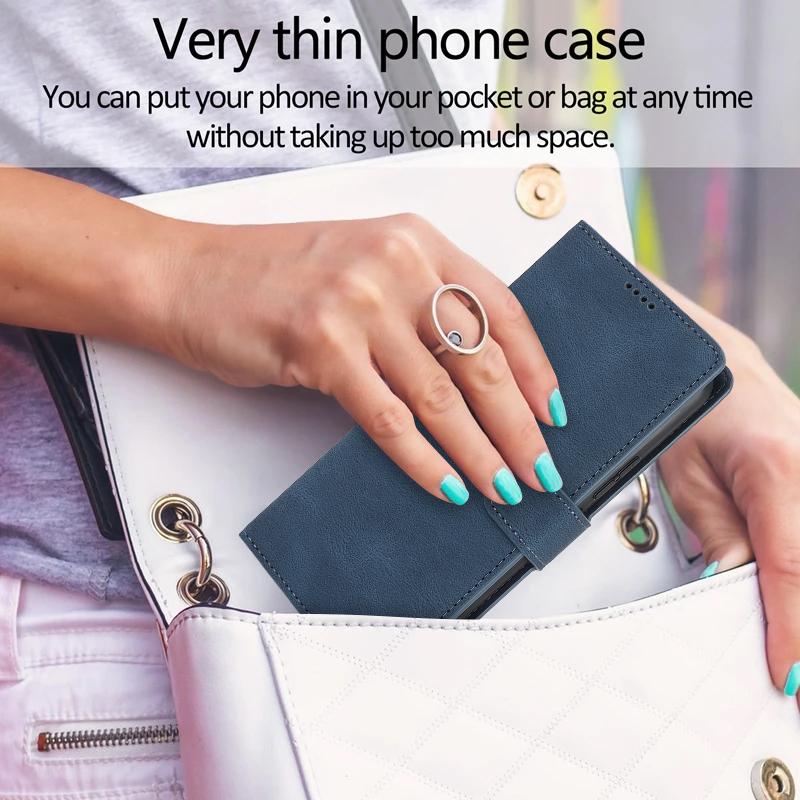 Compatible with iPhone 18 Pro Max & 17 Pro Max Fantasy Skin-feel Calfskin Texture Leather Phone Case - Blue