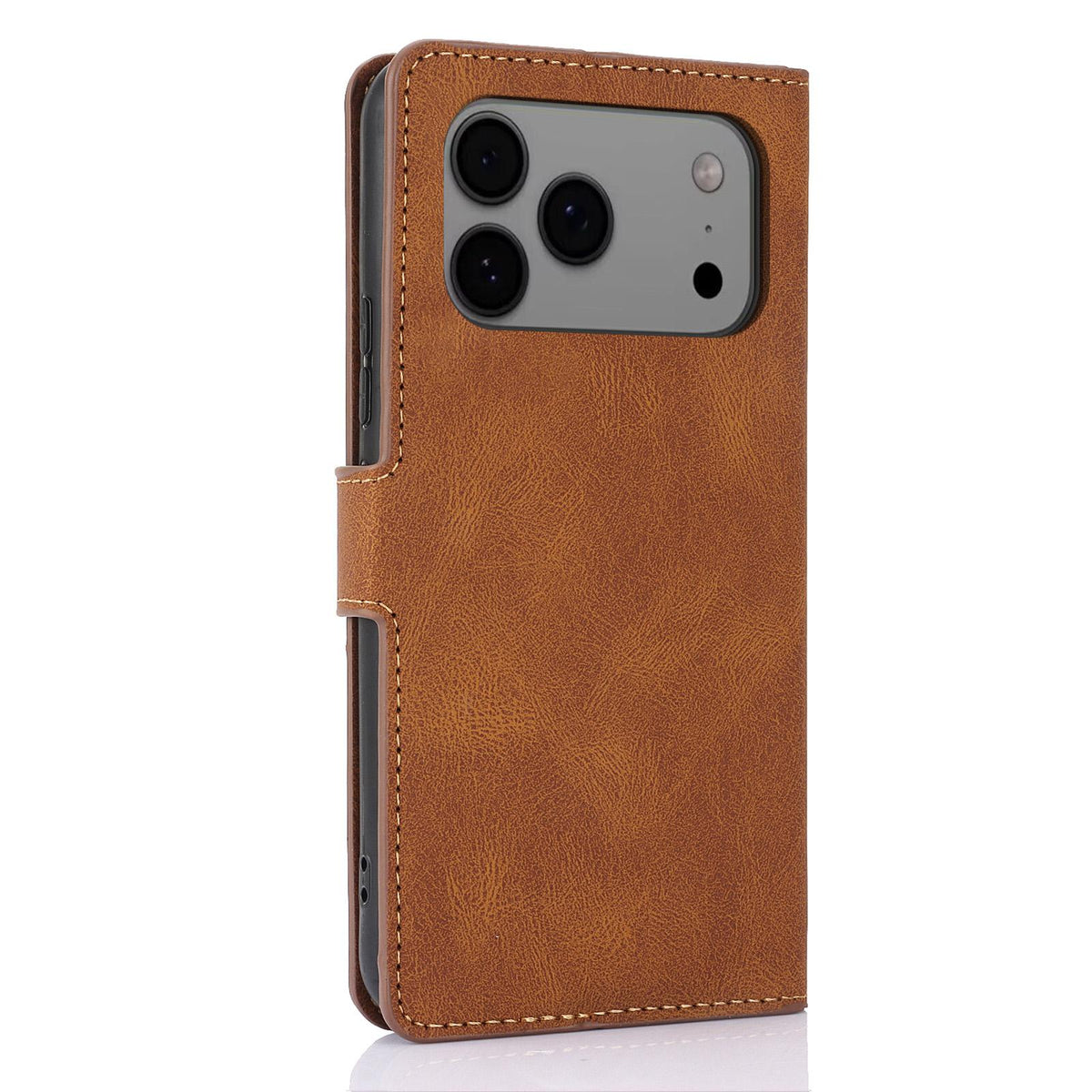 Compatible with iPhone 18 Pro Max & 17 Pro Max Fantasy Skin-feel Calfskin Texture Leather Phone Case - Brown
