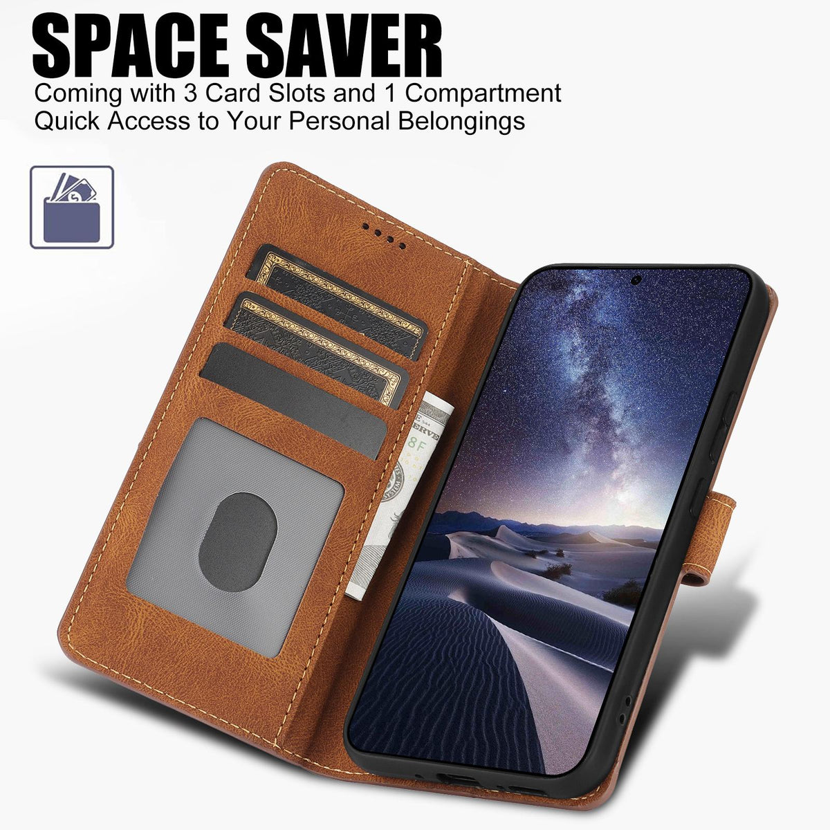 Compatible with iPhone 18 Pro Max & 17 Pro Max Fantasy Skin-feel Calfskin Texture Leather Phone Case - Brown