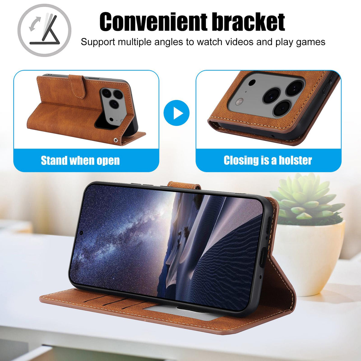 Compatible with iPhone 18 Pro Max & 17 Pro Max Fantasy Skin-feel Calfskin Texture Leather Phone Case - Brown