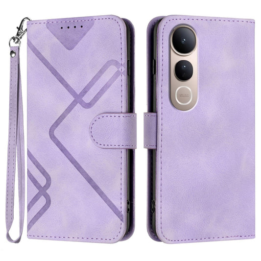 For vivo V50 Lite 4G / 5G Line Pattern Skin Feel Leather Phone Case(Light Purple)