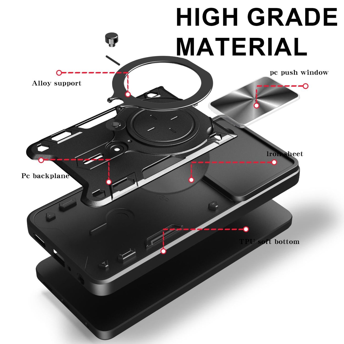 For Samsung Galaxy S25 Edge 5G CD Texture Sliding Camshield Magnetic Holder Phone Case(Red)