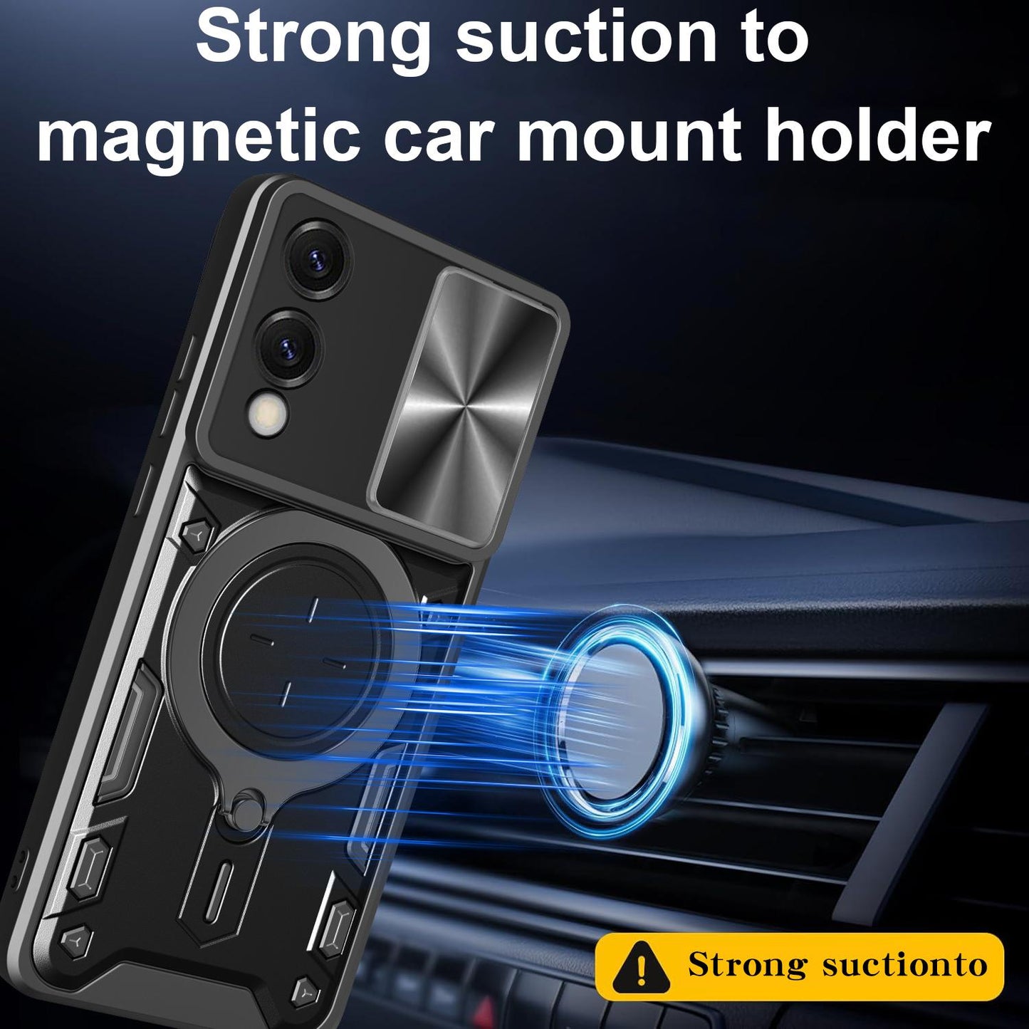 For Samsung Galaxy S25 Edge 5G CD Texture Sliding Camshield Magnetic Holder Phone Case(Red)