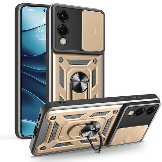 For Samsung Galaxy S25 Edge 5G Sliding Camera Cover Design TPU+PC Phone Case(Gold)