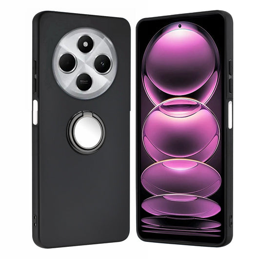 For Redmi 14C 4G Matte Ring Holder TPU Phone Case(Black)