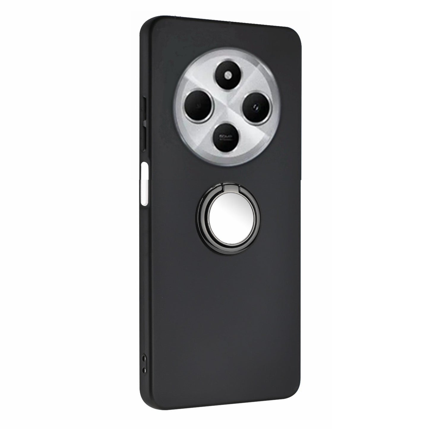 For Redmi 14C 4G Matte Ring Holder TPU Phone Case(Black)