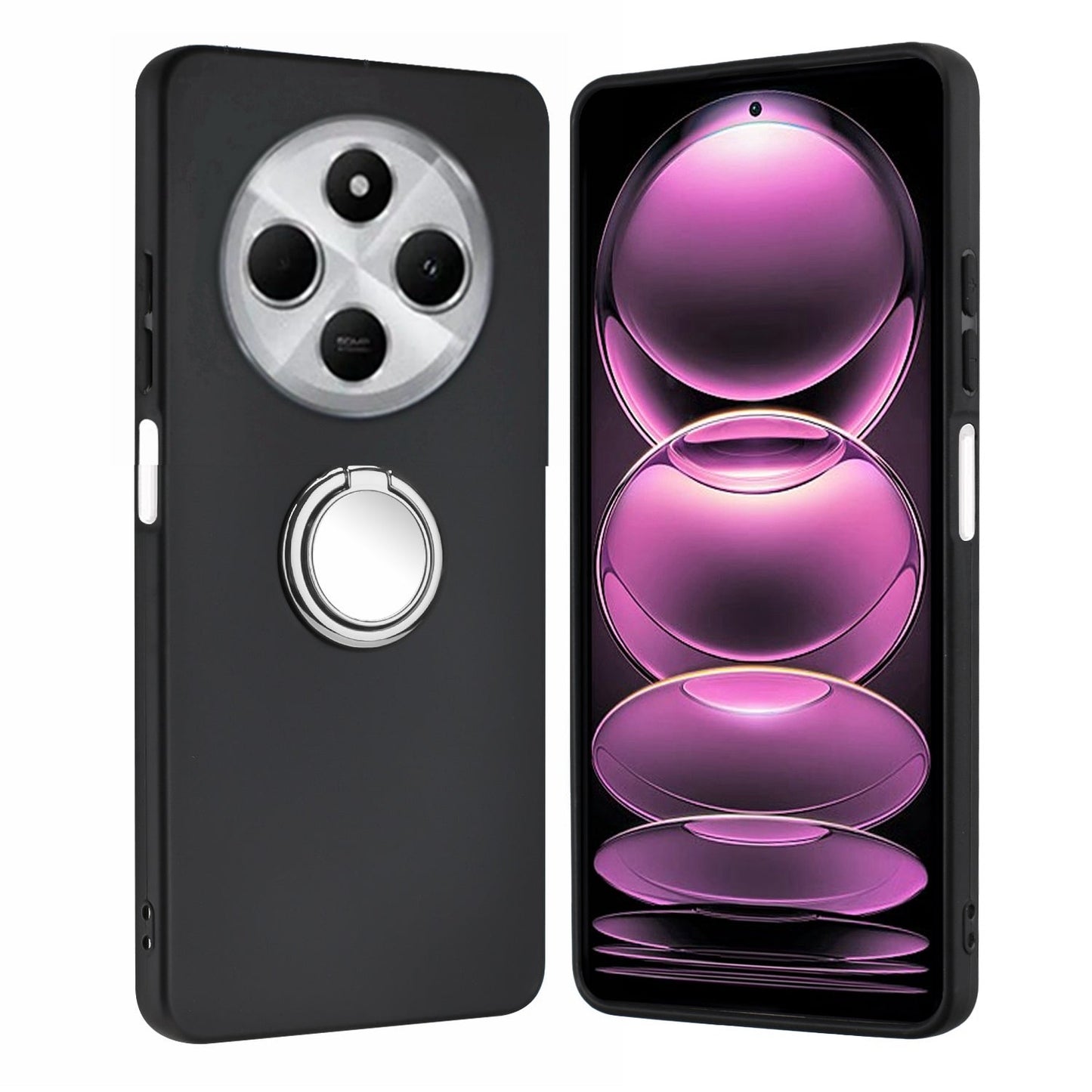 For Redmi 14C 4G Matte Ring Holder TPU Phone Case(Silver)