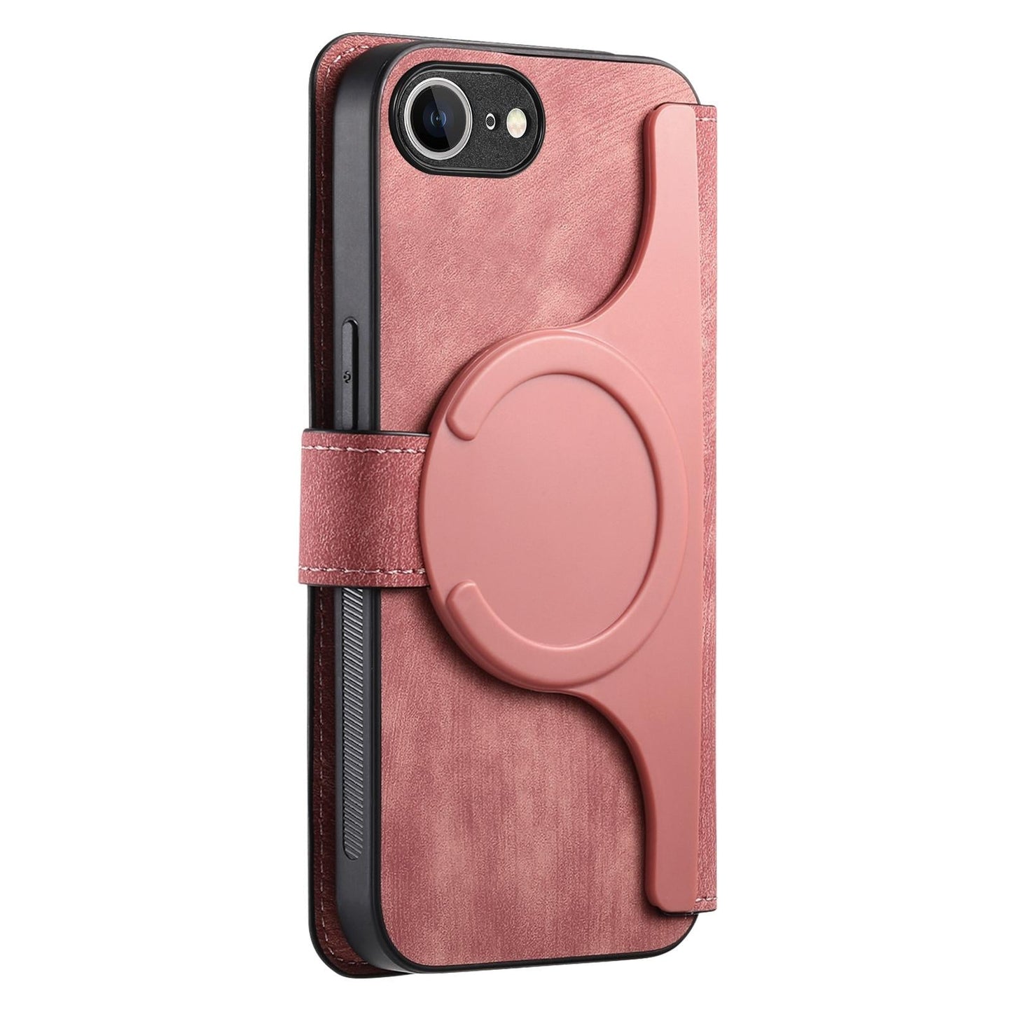 For iPhone 16e CaseNeo MagSafe RFID Anti-theft Retro Leather Phone Case(Pink)