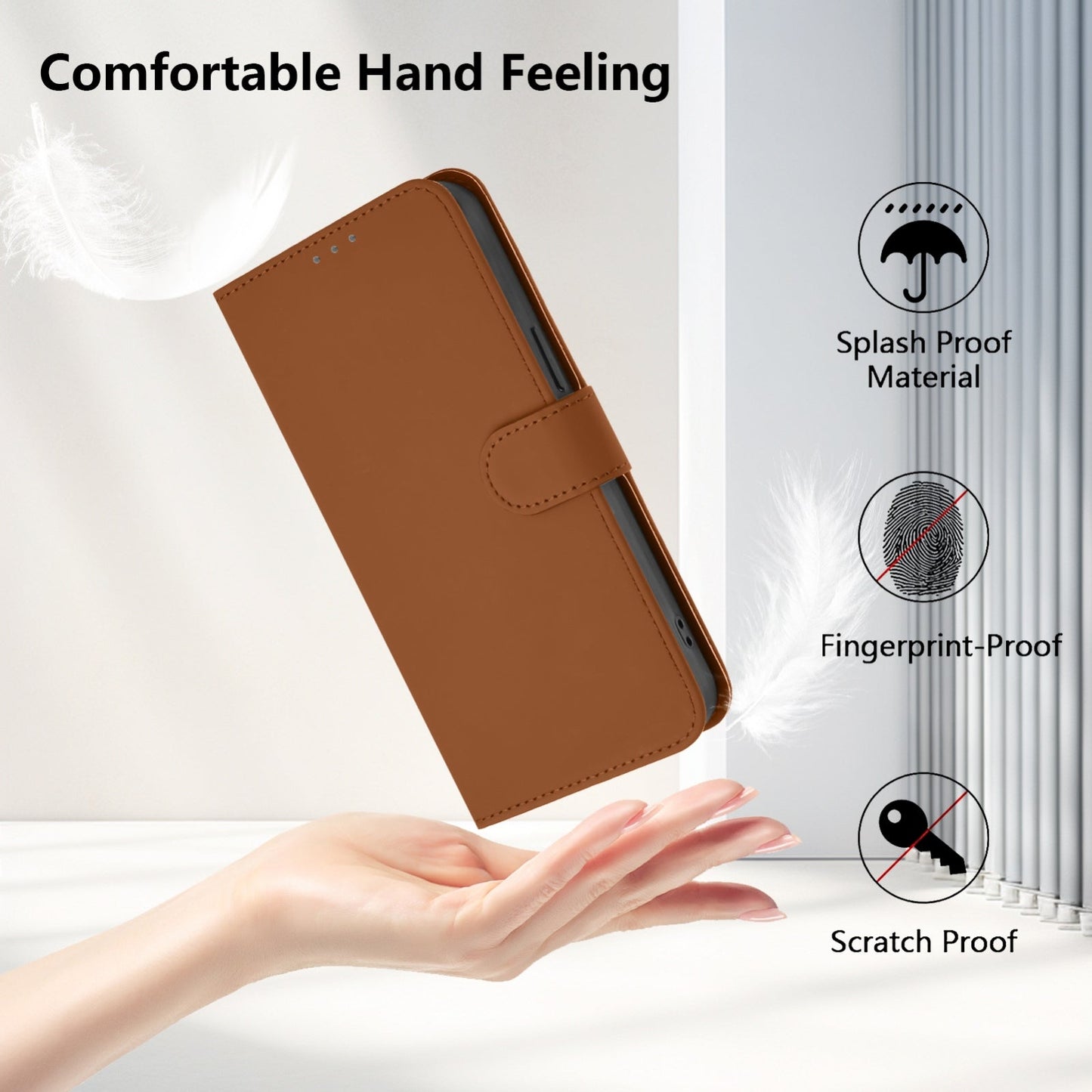 For iPhone 16e Skin Feel Solid Color Leather Phone Case with Lanyard(Brown)
