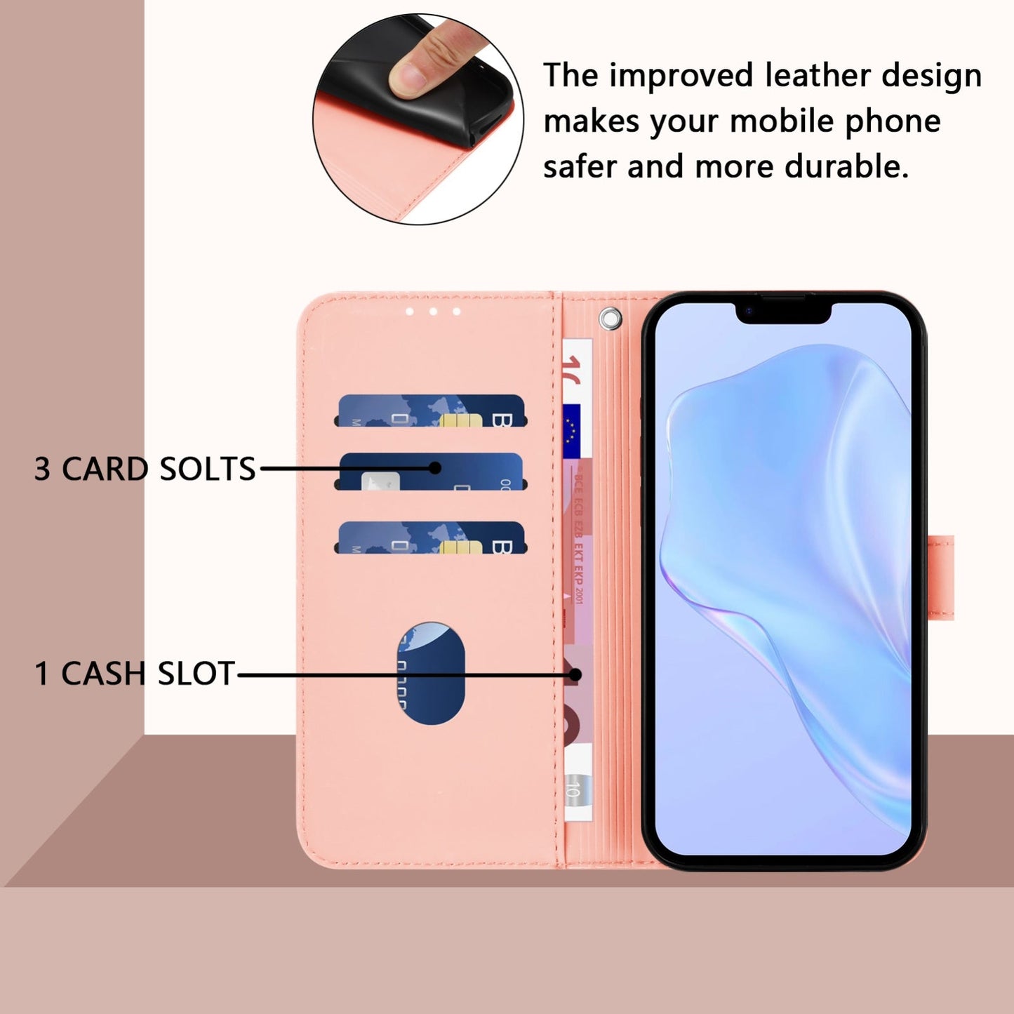 For iPhone 16e Skin Feel Solid Color Leather Phone Case with Lanyard(Pink)