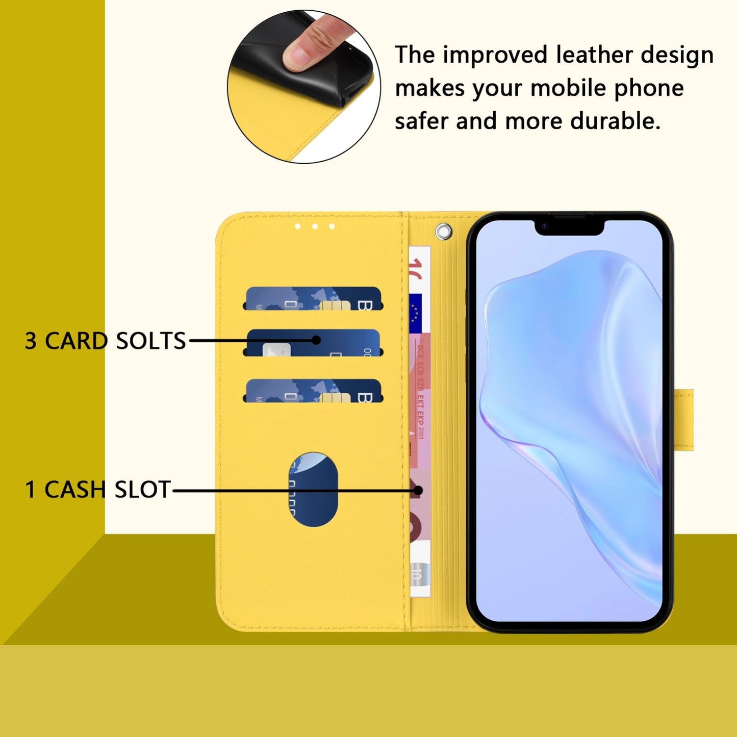 For iPhone 16e Skin Feel Solid Color Leather Phone Case with Lanyard(Lemon Yellow)
