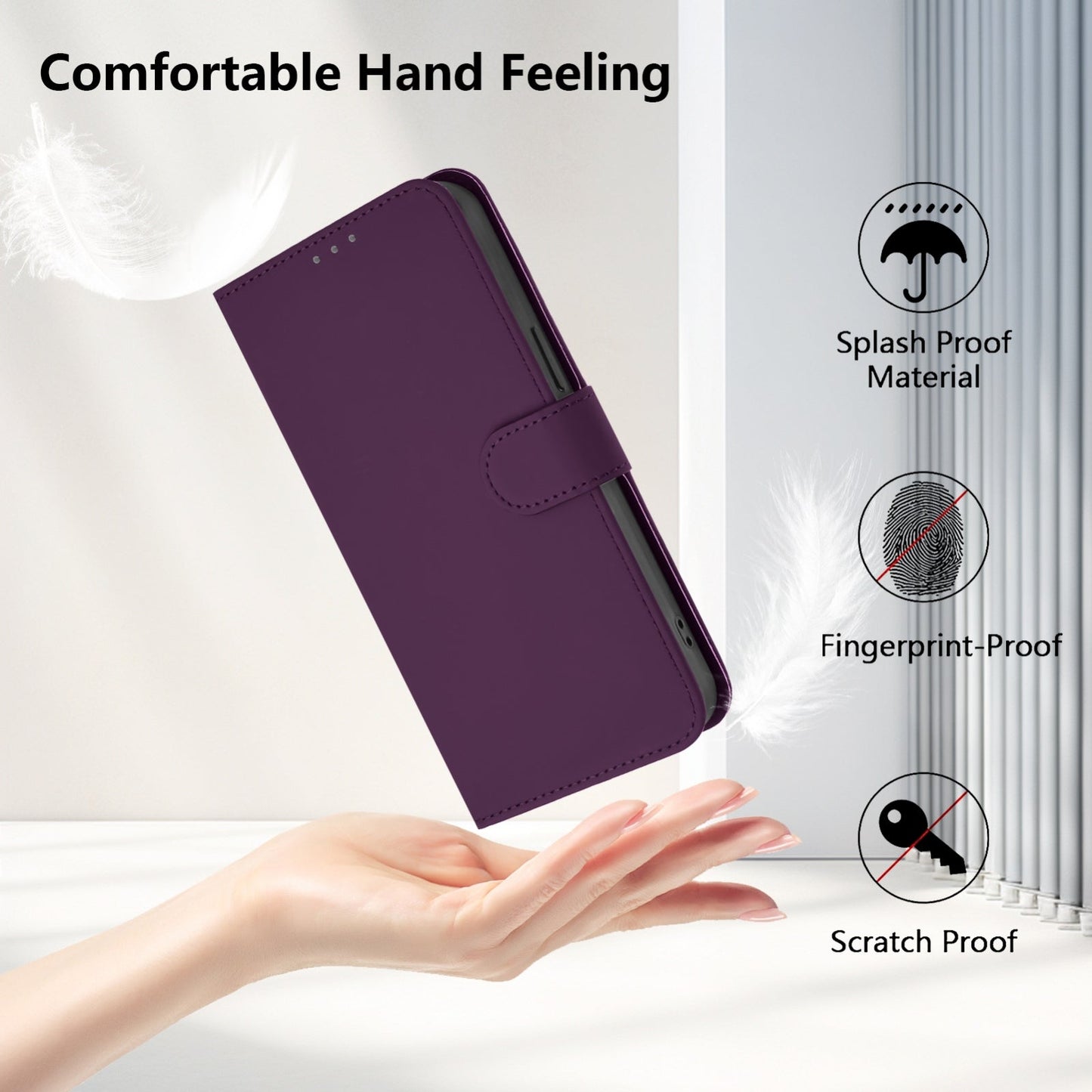 For iPhone 16e Skin Feel Solid Color Leather Phone Case with Lanyard(Violet)