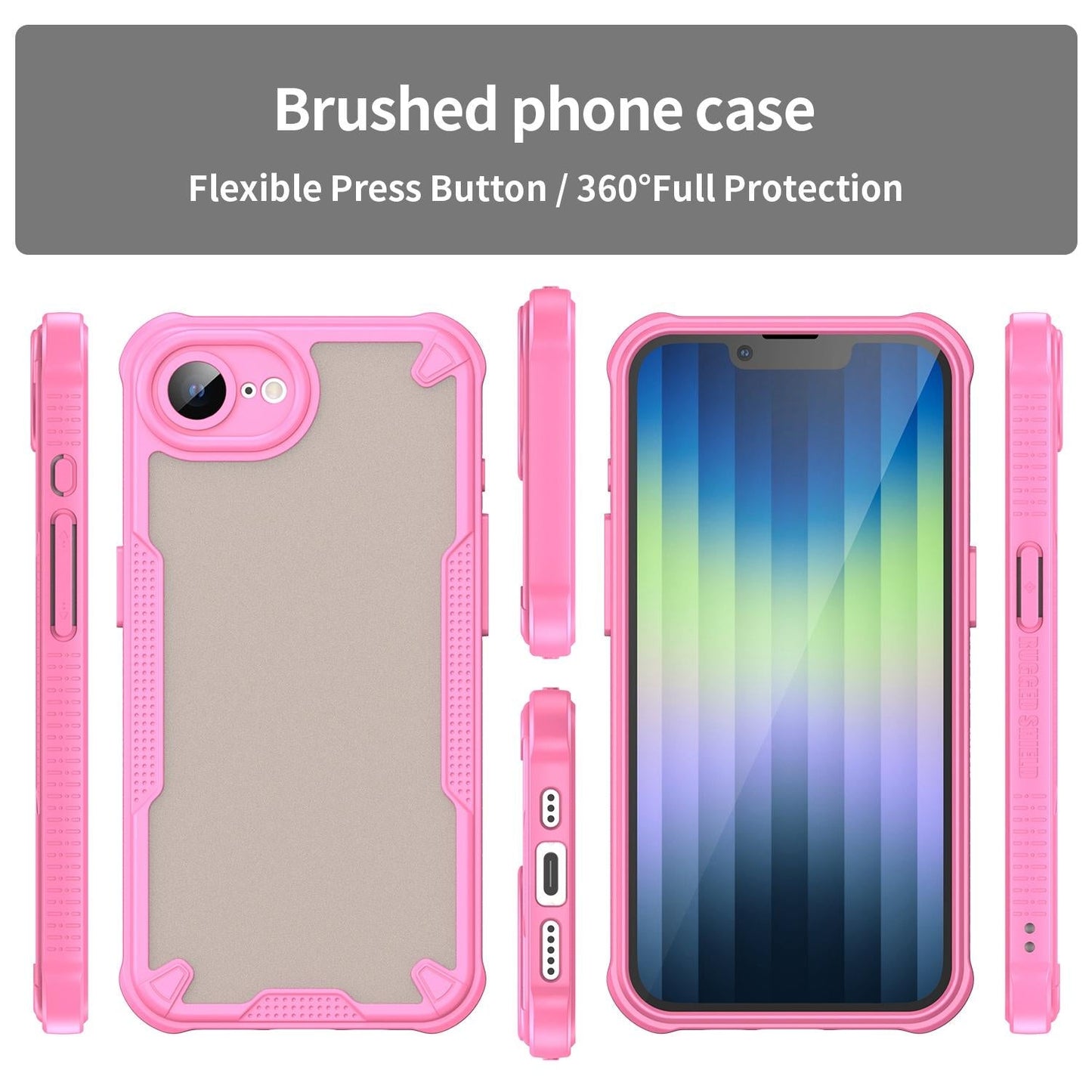 For iPhone 16e Armor Glaze PC Hybrid TPU Phone Case(Pink)