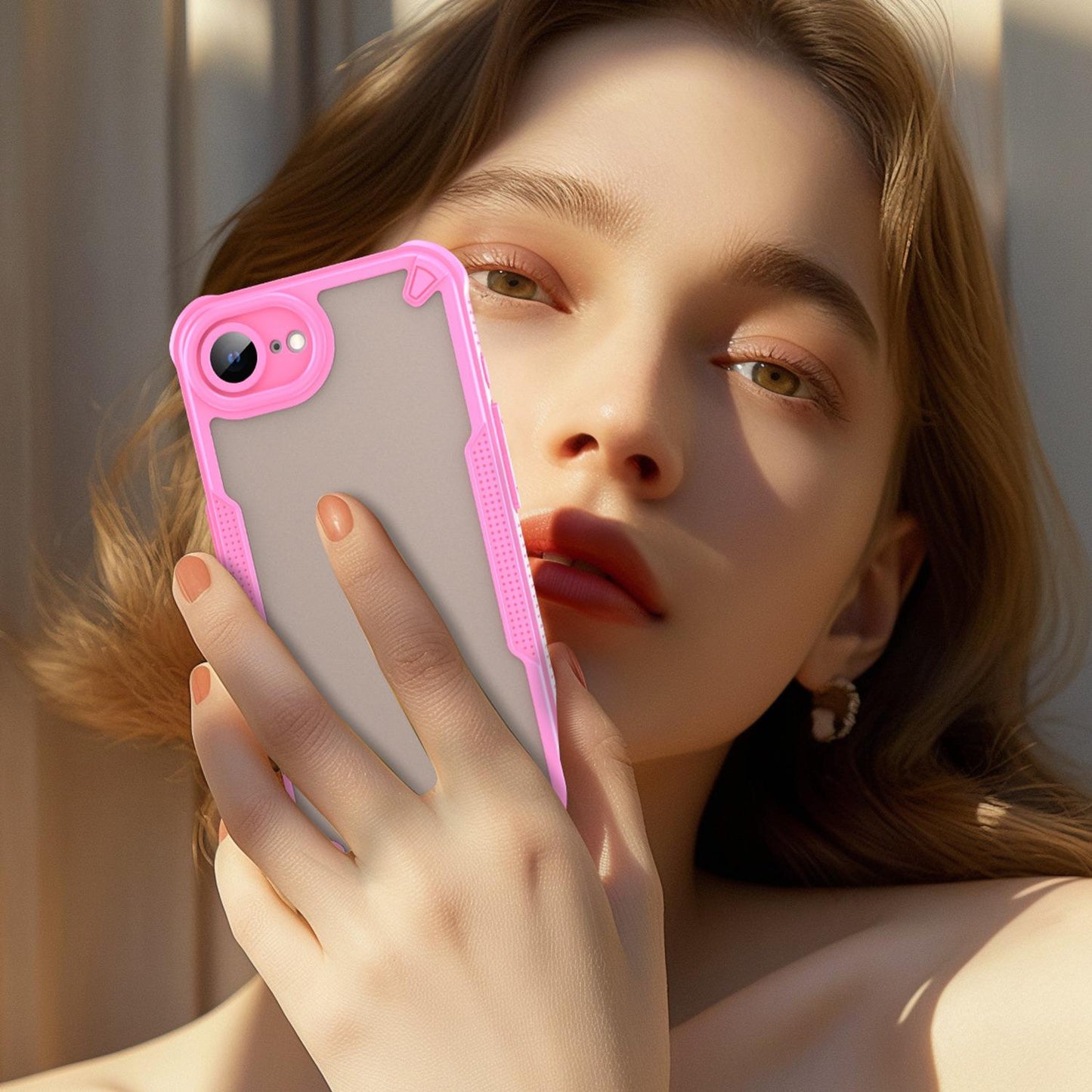 For iPhone 16e Armor Glaze PC Hybrid TPU Phone Case(Pink)
