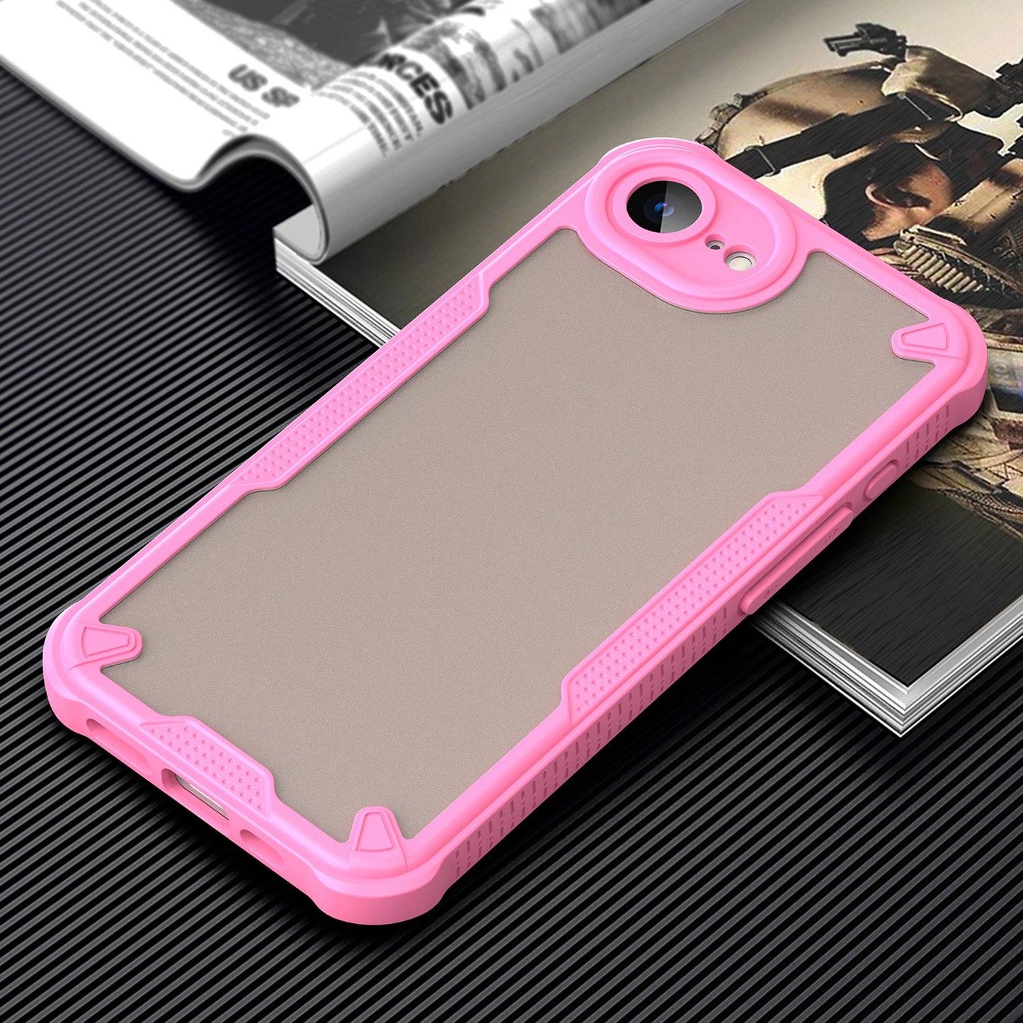 For iPhone 16e Armor Glaze PC Hybrid TPU Phone Case(Pink)