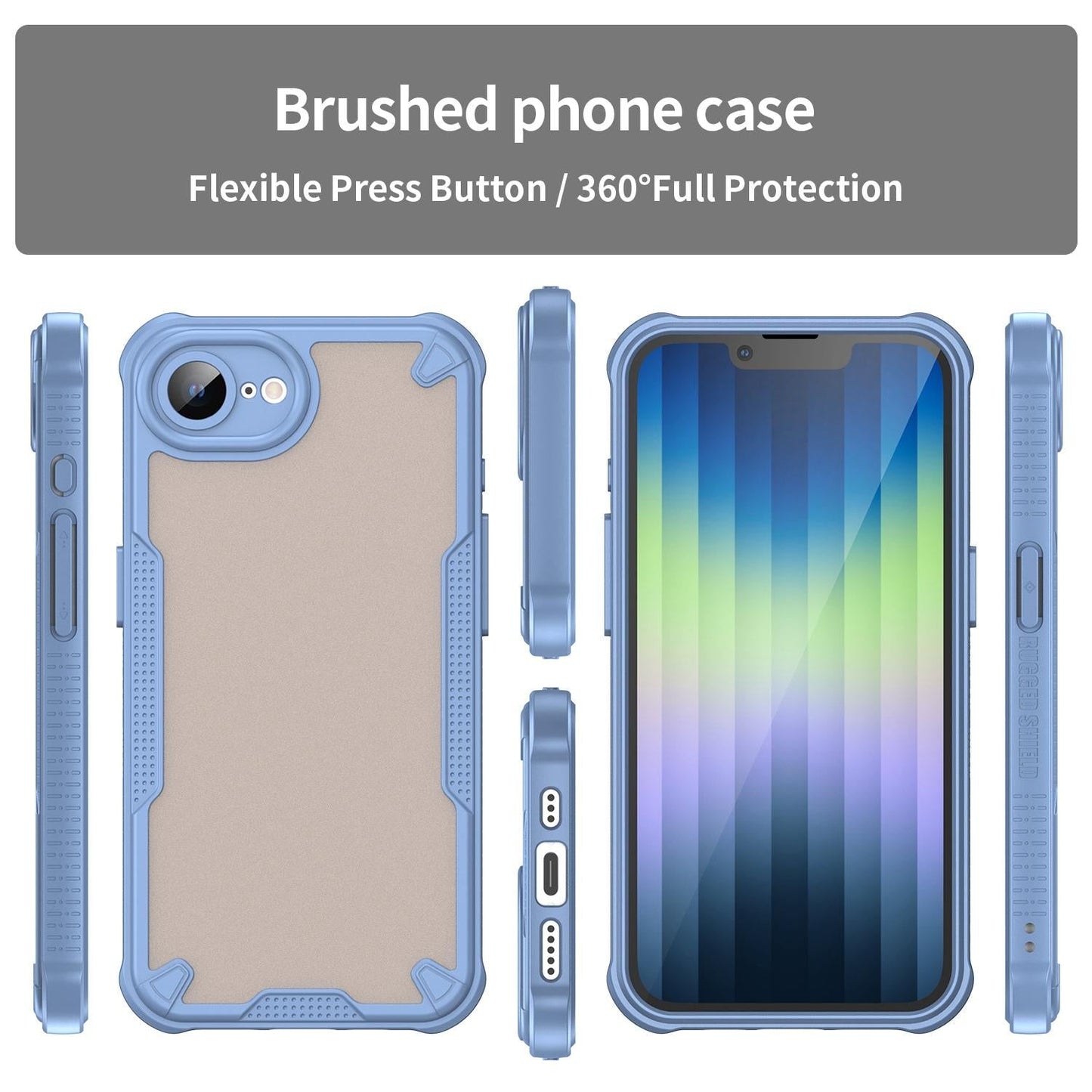 For iPhone 16e Armor Glaze PC Hybrid TPU Phone Case(Blue)