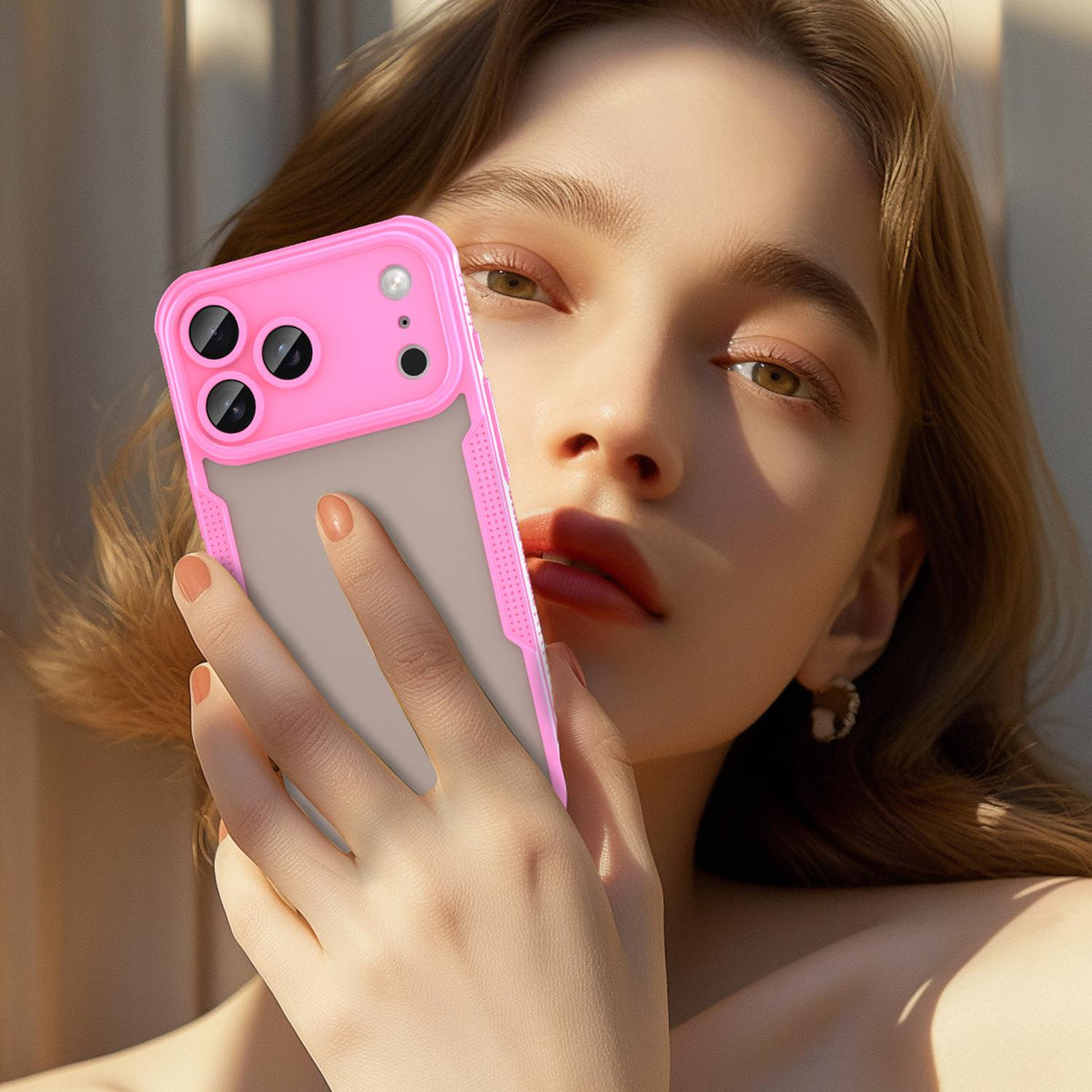 Compatible with iPhone 18 Pro Max Armor Glaze PC Dual-Layer TPU Phone Case - Pink