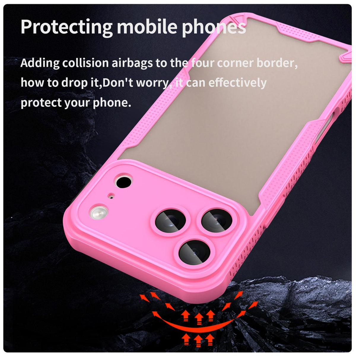 Compatible with iPhone 18 Pro Max Armor Glaze PC Dual-Layer TPU Phone Case - Pink