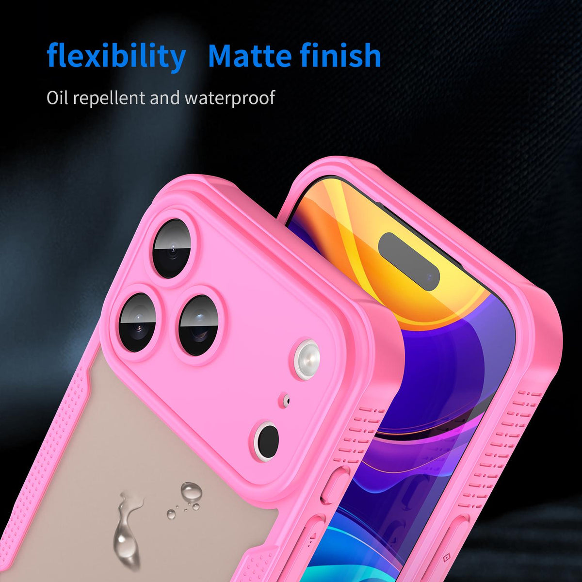 Compatible with iPhone 18 Pro Max Armor Glaze PC Dual-Layer TPU Phone Case - Pink