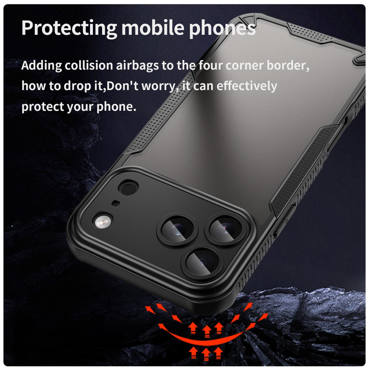 Compatible with iPhone 18 Pro Max Armor Glaze PC Dual-Layer TPU Phone Case - Black