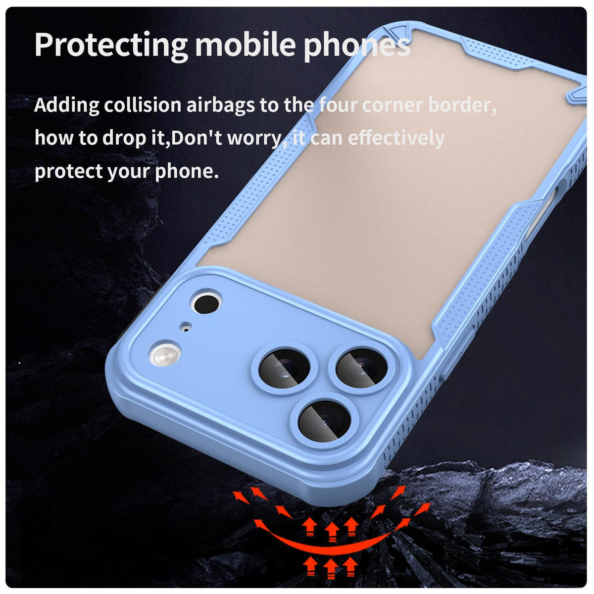 Compatible with iPhone 18 Pro Max Armor Glaze PC Dual-Layer TPU Phone Case - Blue