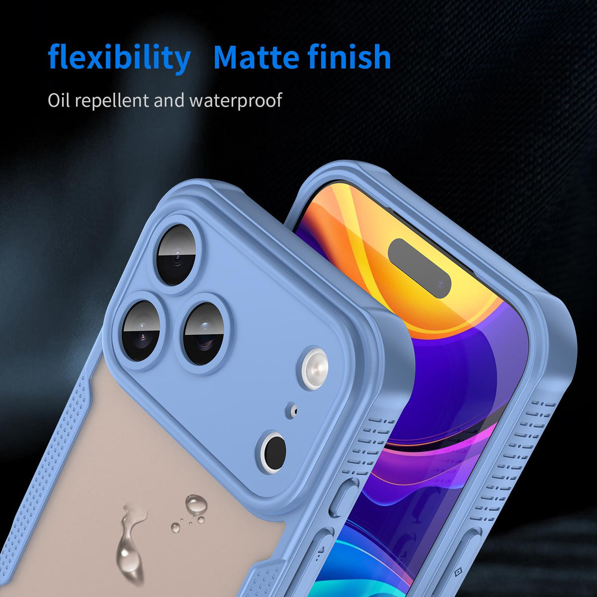 Compatible with iPhone 18 Pro Max Armor Glaze PC Dual-Layer TPU Phone Case - Blue