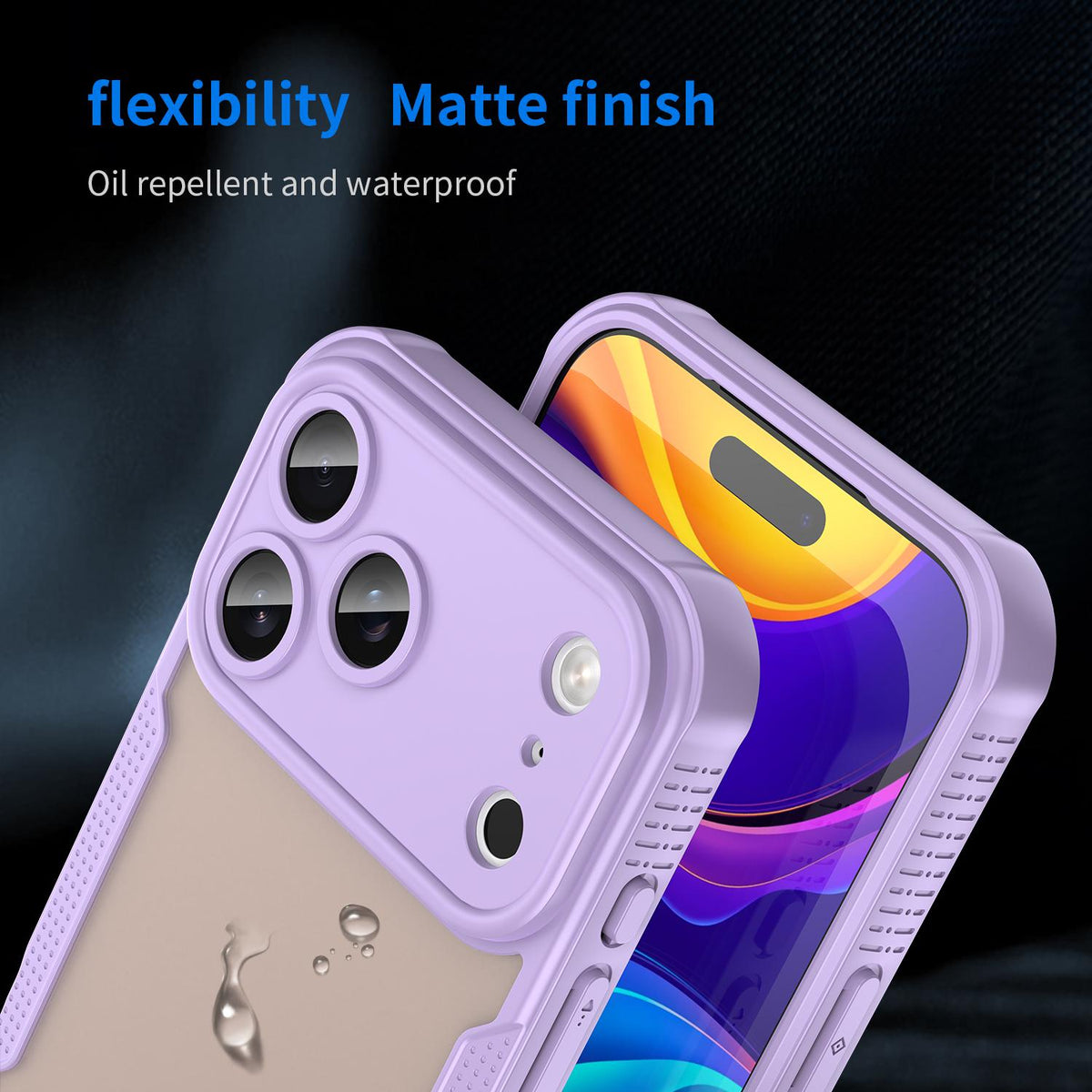 Compatible with iPhone 18 Pro Max Armor Glaze PC Dual-Layer TPU Phone Case - Purple