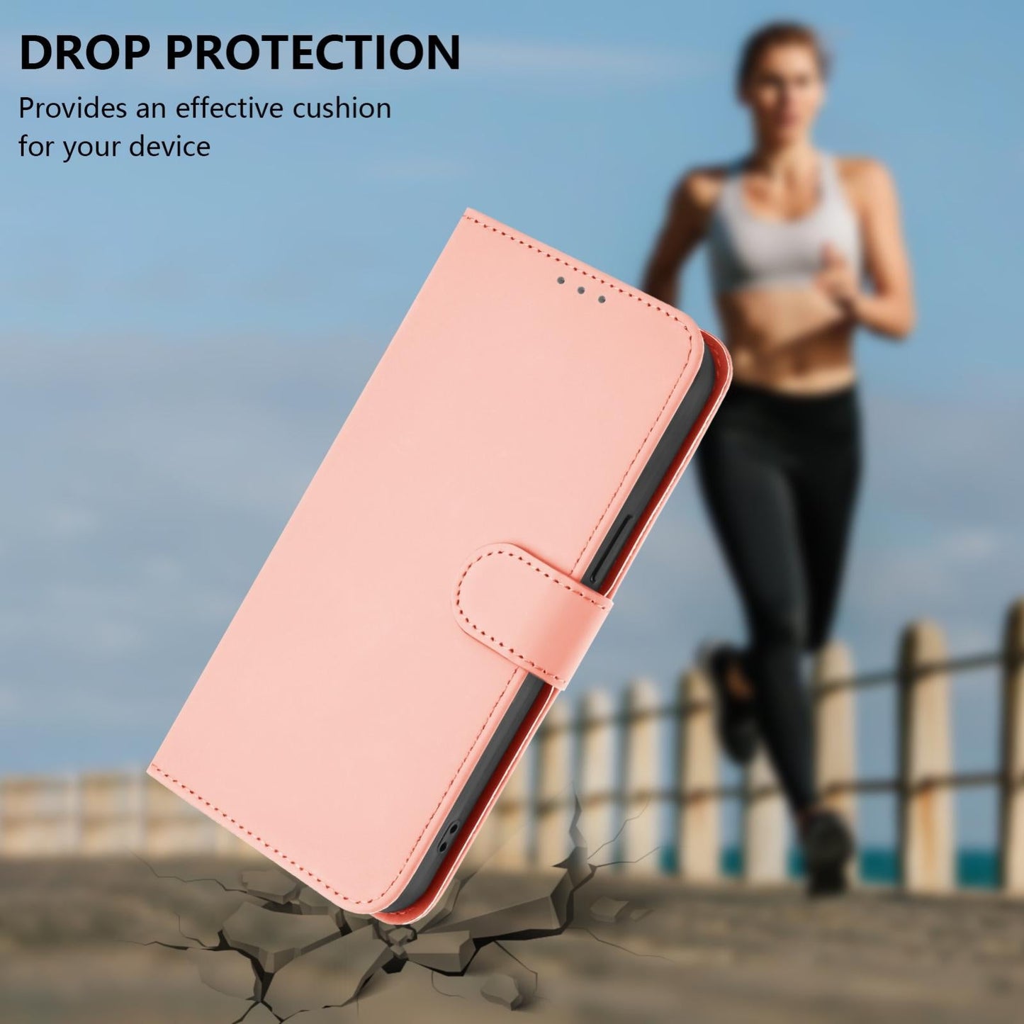For vivo V50 Global Skin Feel Solid Color Leather Phone Case with Lanyard(Pink)
