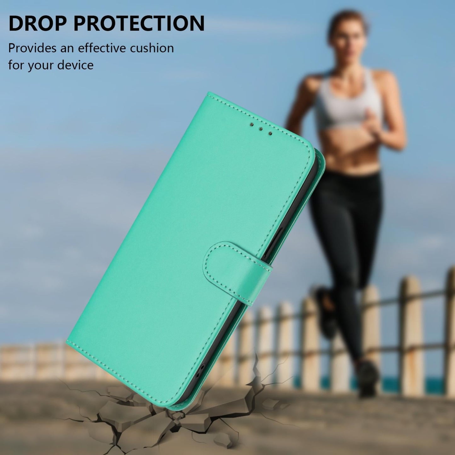 For vivo V50 Global Skin Feel Solid Color Leather Phone Case with Lanyard(Green)