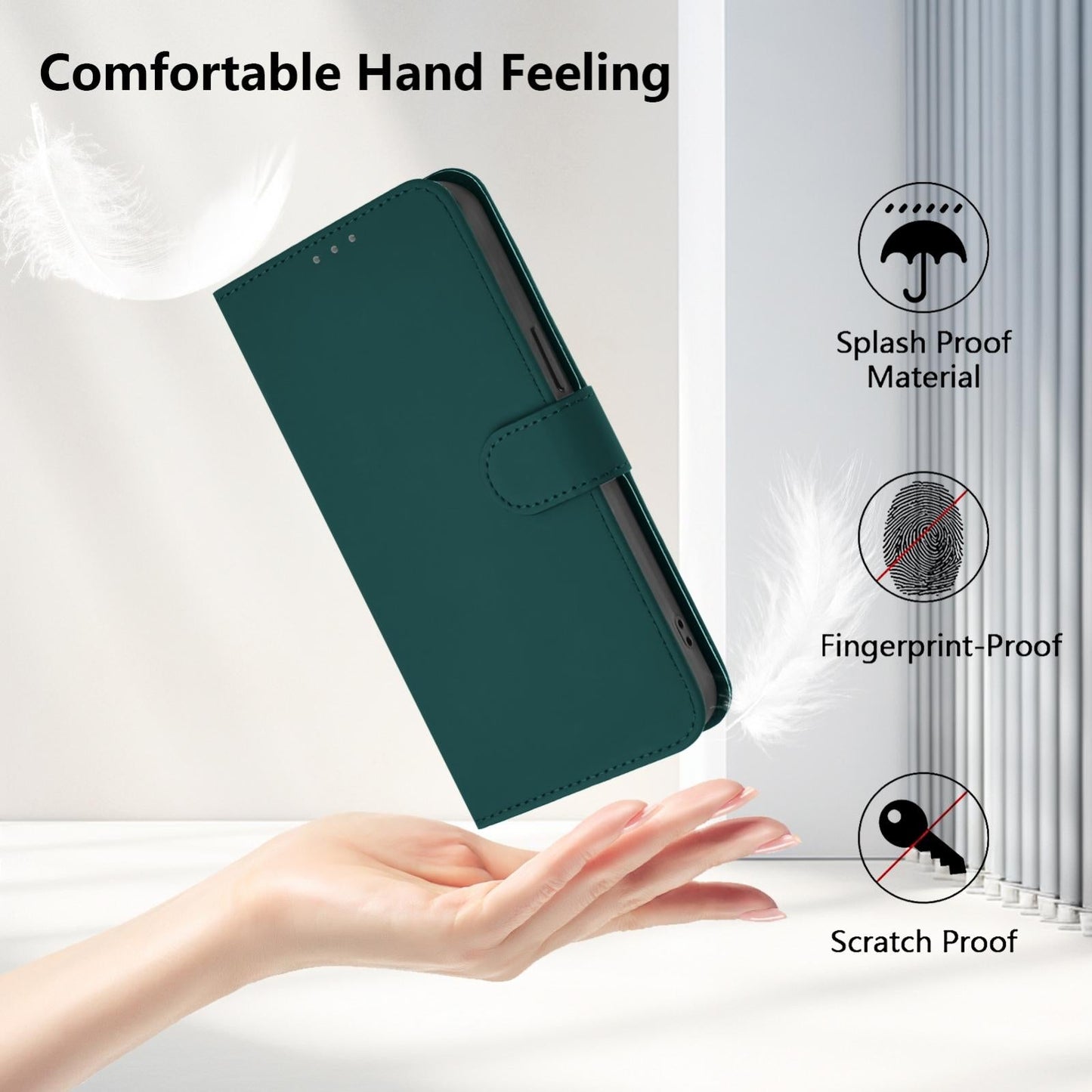 For vivo V50 Global Skin Feel Solid Color Leather Phone Case with Lanyard(Dark Green)