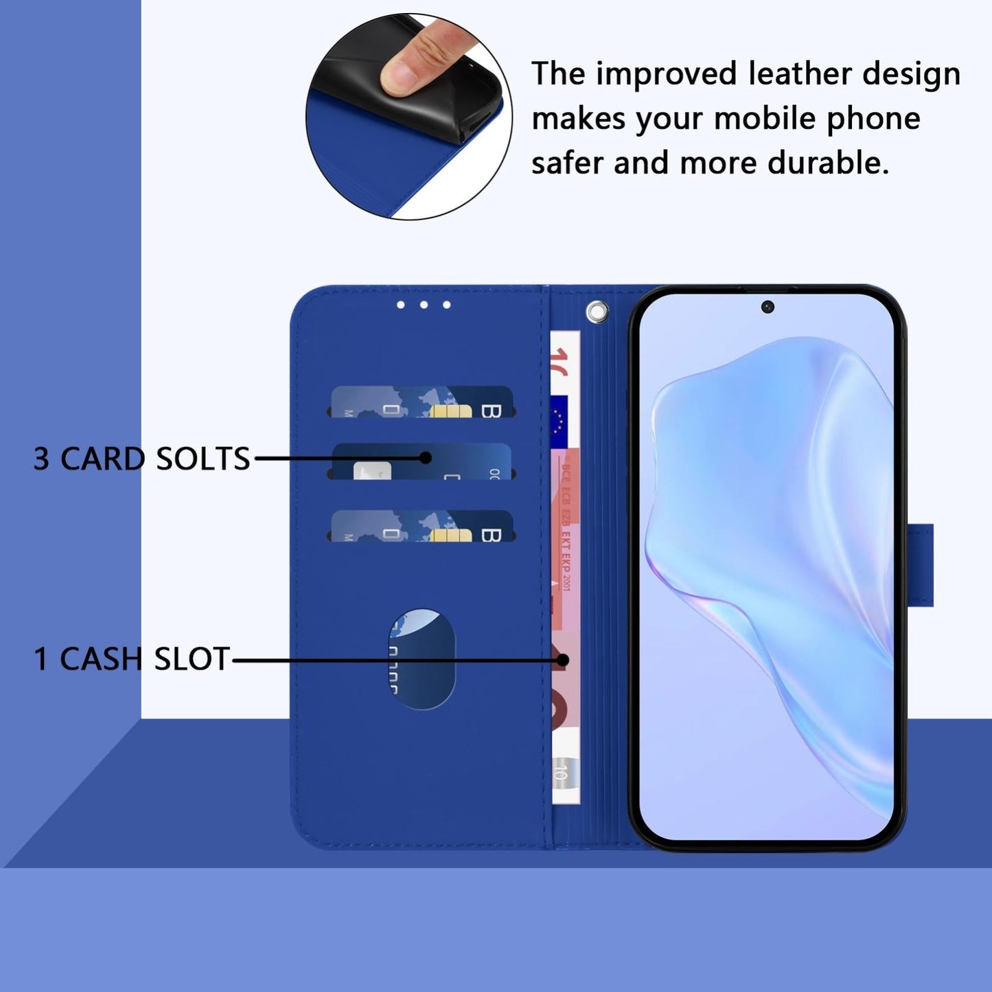 For vivo V50 Lite 5G Skin Feel Solid Color Leather Phone Case with Lanyard(Dark Blue)
