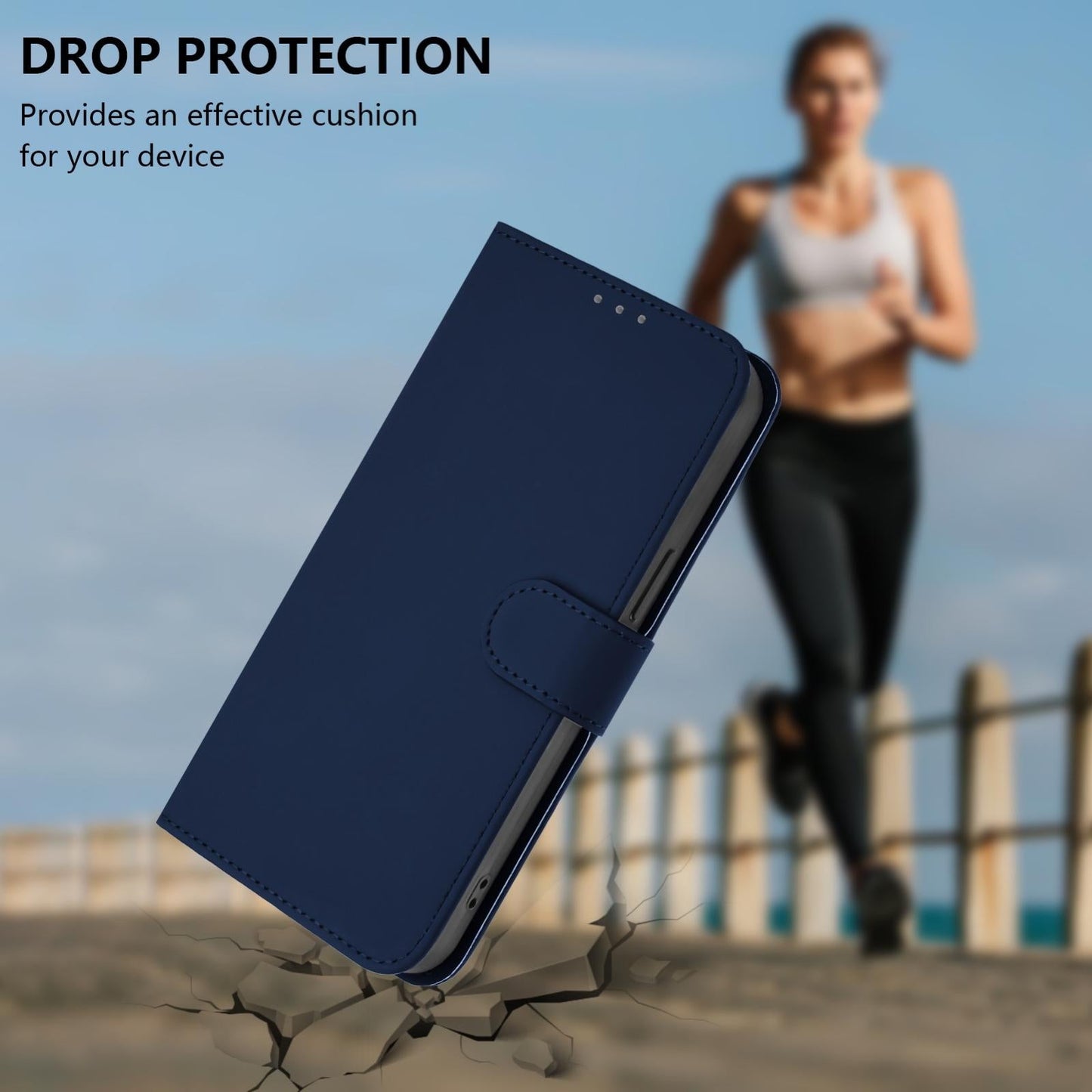 For vivo V50 Lite 5G Skin Feel Solid Color Leather Phone Case with Lanyard(Navy Blue)