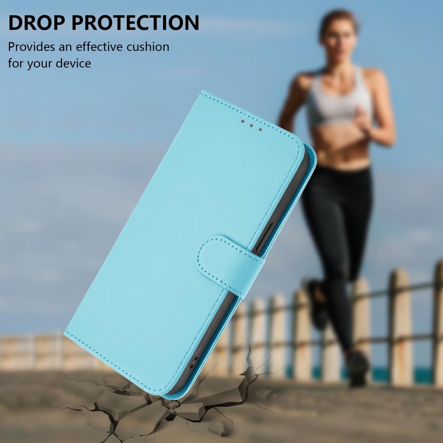 For vivo V50 Lite 5G Skin Feel Solid Color Leather Phone Case with Lanyard(Sky Blue)