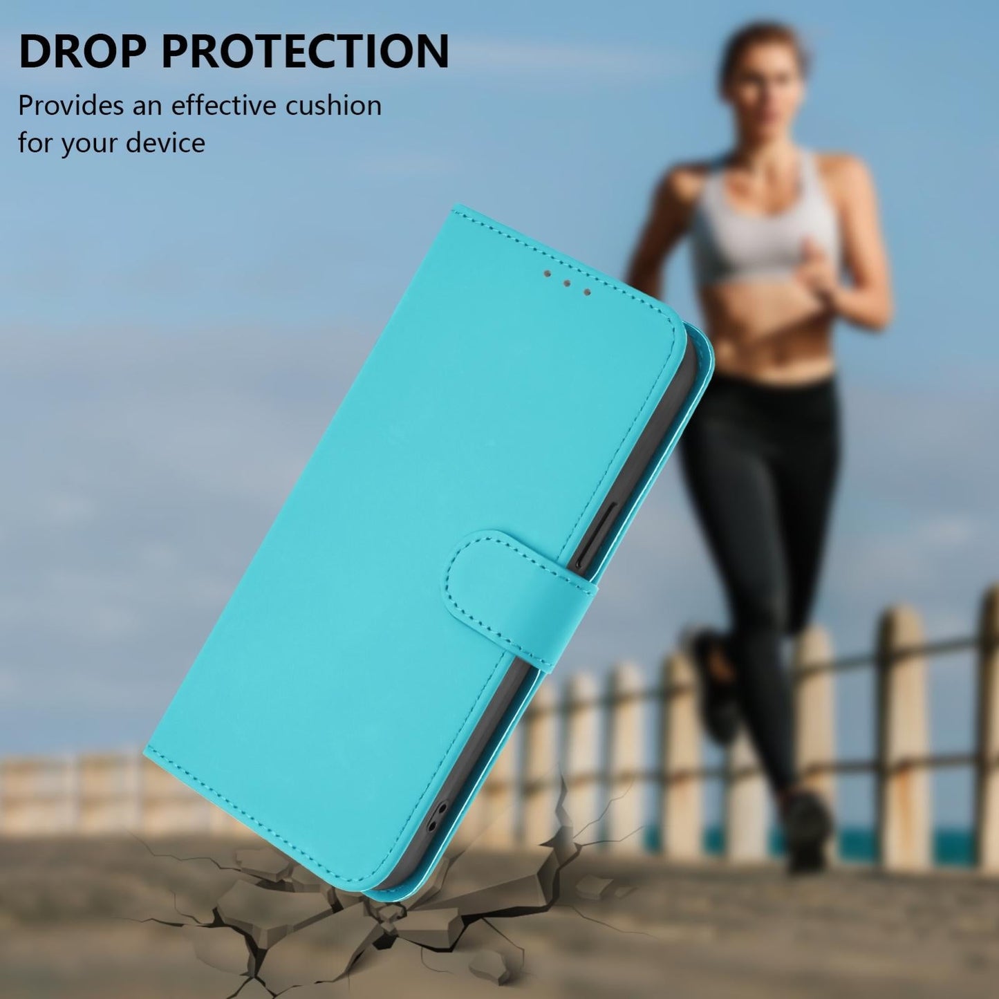 For vivo V50 Lite 5G Skin Feel Solid Color Leather Phone Case with Lanyard(Lake Blue)