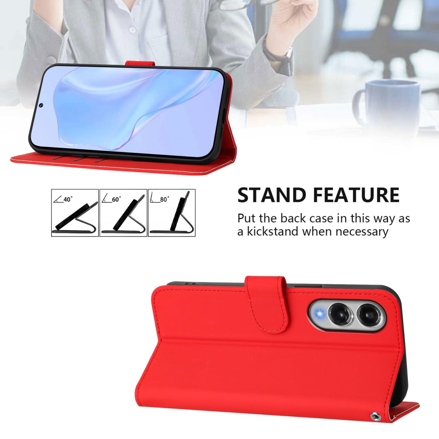 For Samsung Galaxy S25 Edge 5G Skin Feel Solid Color Leather Phone Case with Lanyard(Red)