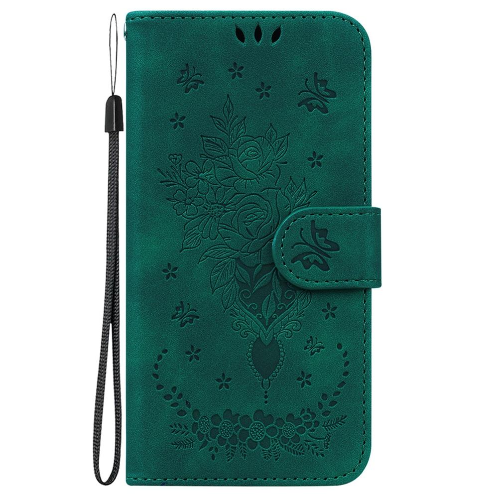 For Samsung Galaxy S25 Edge 5G Butterfly Rose Embossed Leather Phone Case(Green)