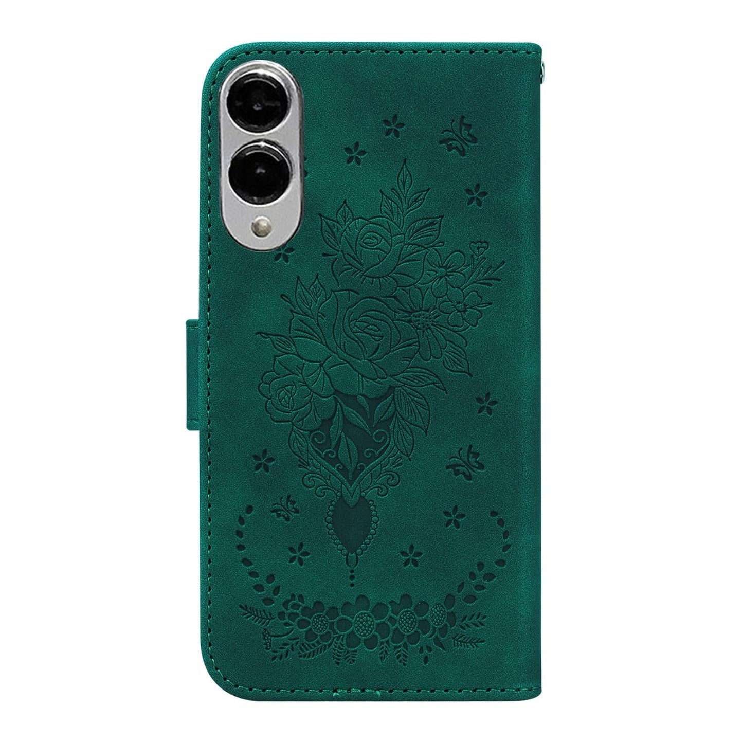 For Samsung Galaxy S25 Edge 5G Butterfly Rose Embossed Leather Phone Case(Green)
