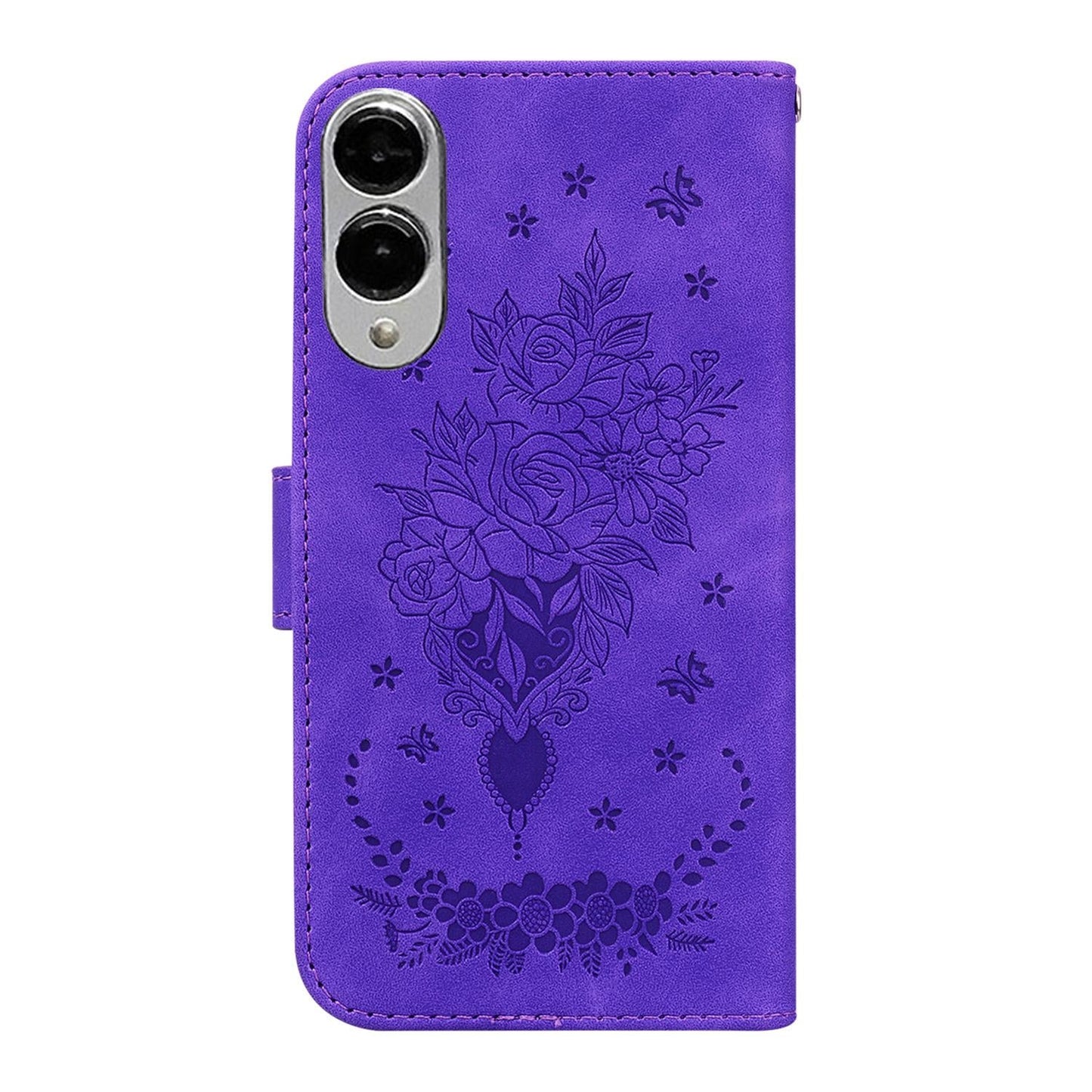 For Samsung Galaxy S25 Edge 5G Butterfly Rose Embossed Leather Phone Case(Purple)