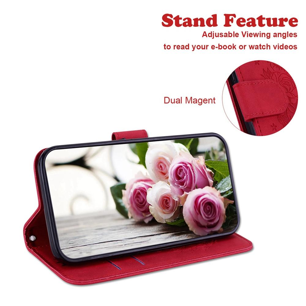 For Samsung Galaxy S25 Edge 5G Butterfly Rose Embossed Leather Phone Case(Red)