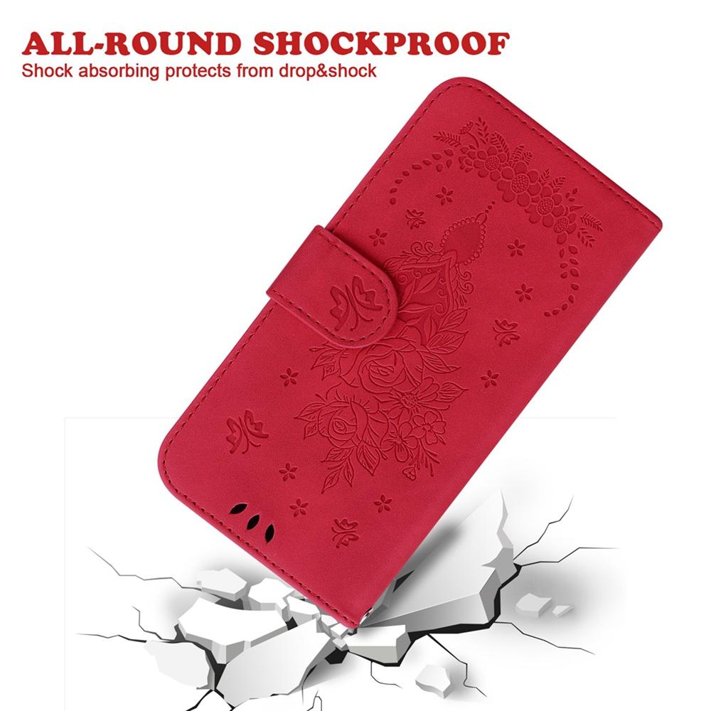 For Samsung Galaxy S25 Edge 5G Butterfly Rose Embossed Leather Phone Case(Red)
