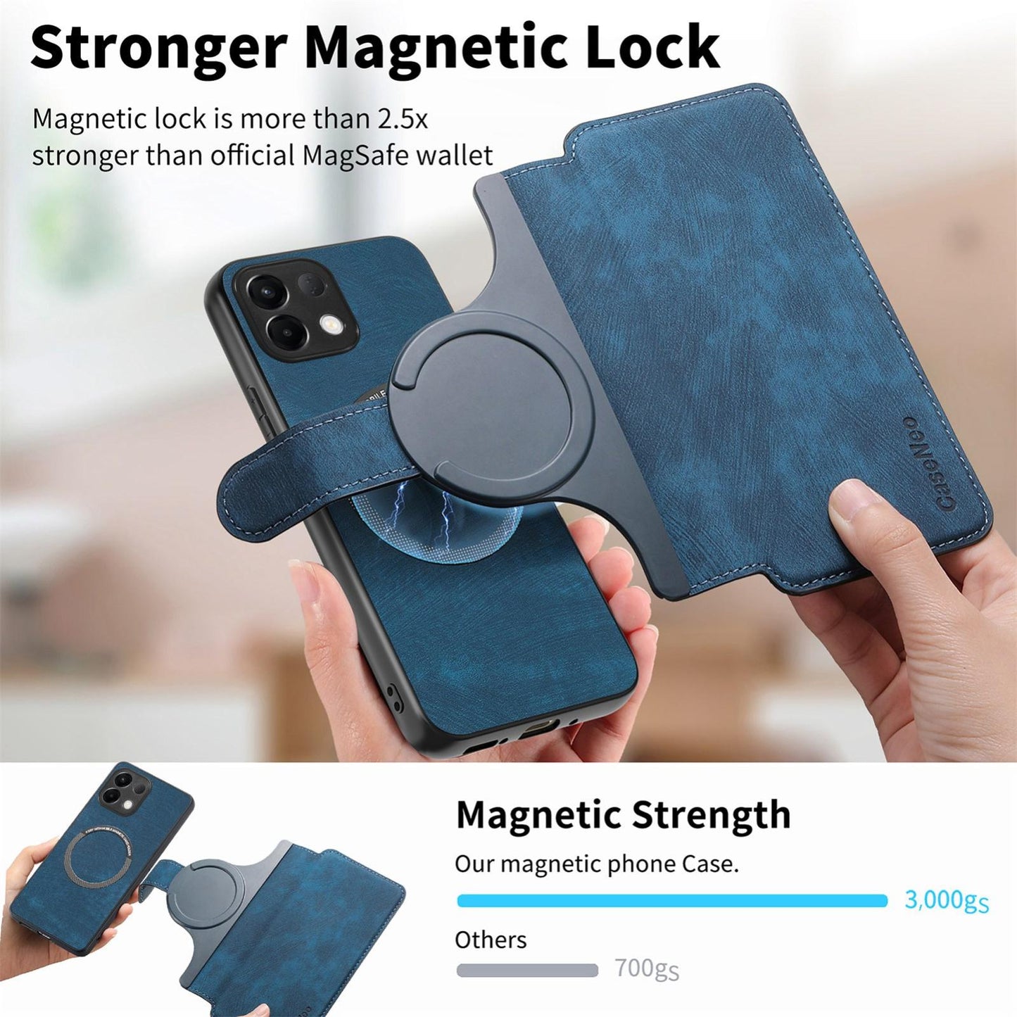 For OPPO K12s / K13x / K13 CaseNeo MagSafe RFID Anti-theft Retro Leather Phone Case(Blue)
